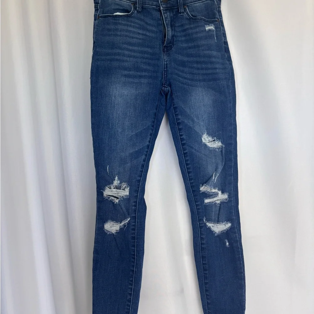 PacSun High Rise Destressed Power Super Stretch Ankle Skinny Raw Hem Size 23 - Picture 2 of 8